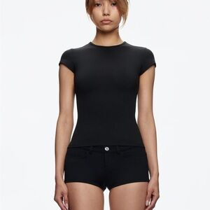 Tank Air Cap Sleeve Baby Tee Black